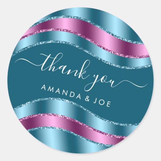 名前の16歳の誕生日と結婚前のお祝い ブルー ティール ローズ ラウンドシール (正面)