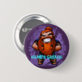 名前のGreaekの紫色ピン 缶バッジ (正面&裏面)