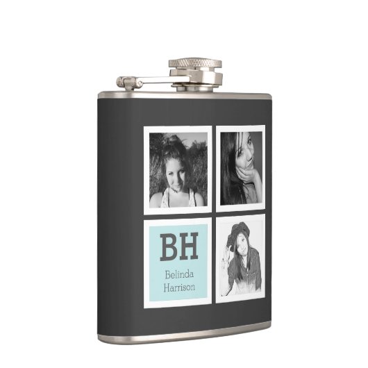 名前のInstagram Selfiesのパーソナライズな写真 フラスク (右)