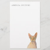 名前のSphynx猫の水彩画のポートレート 便箋 (正面)