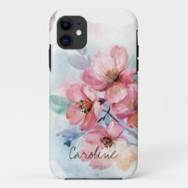 名前のWatercolor春の花 iPhone 11 ケース
