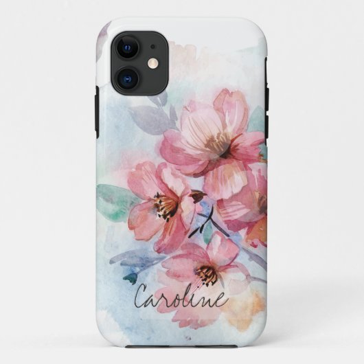 名前のWatercolor春の花 Case-Mate iPhoneケース (裏面)