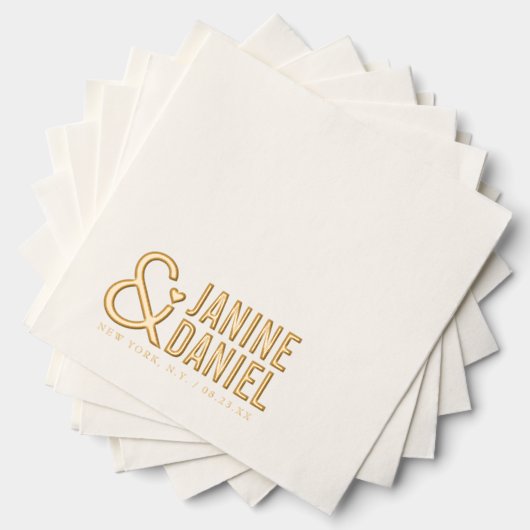 名前はっきりしたとハートアク結婚セントID1055 箔ナプキン (インサイチュ (積み重ね))