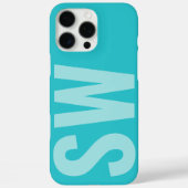 名前はっきりしたイニシャルアクアブルーカスタムモノグラム Case-Mate iPhoneケース (裏面)