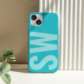 名前はっきりしたイニシャルアクアブルーカスタムモノグラム Case-Mate iPhoneケース
