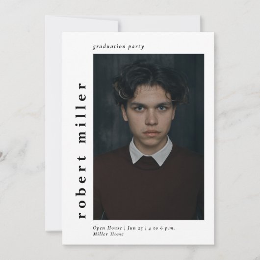 名前はっきりしたクラスフォト卒業招待状 招待状 (正面)