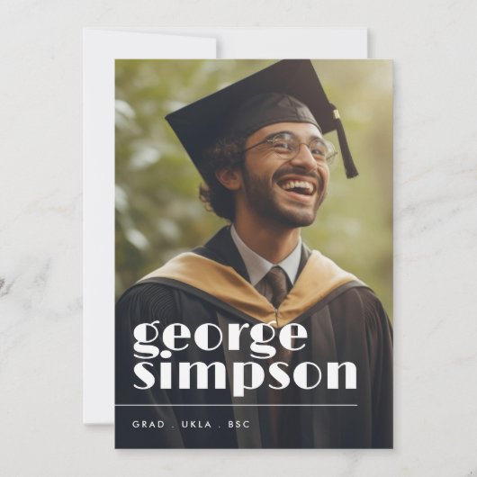 名前はっきりしたスクリプト卒業生2枚の写真 案内状 (正面)