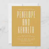 名前はっきりしたレトロタイポグラフィイエローフォト結婚ズ 招待状 (正面)