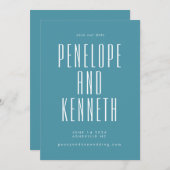 名前はっきりしたレトロタイポグラフィカラフルティール(緑がかった色)結婚の セーブザデート (正面/裏面)