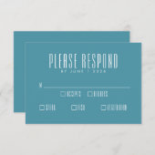 名前はっきりしたレトロタイポグラフィカラフルティール（緑がかった色）結婚の 出欠カード (正面/裏面)