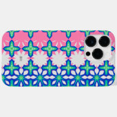 名前はっきりした付きピンクと青の幾何学的パターン Case-Mate iPhoneケース (裏面 (横))