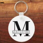 名前はっきりした付きモノグラム |白 キーホルダー (正面)