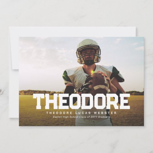 名前はっきりした大学院アスリート写真卒業 招待状 (正面)