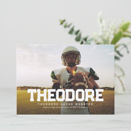 名前はっきりした大学院アスリート写真卒業 招待状 (スタンド正面)