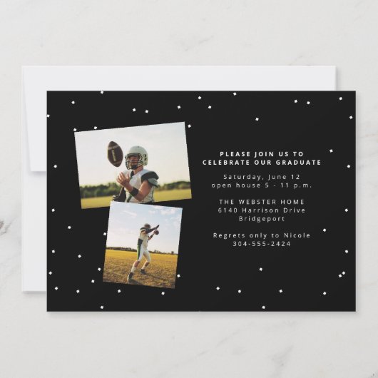 名前はっきりした大学院アスリート写真卒業 招待状 (裏面)