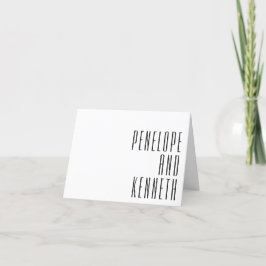 名前はっきりした白黒レトロ結婚タイポグラフィ サンキューカード