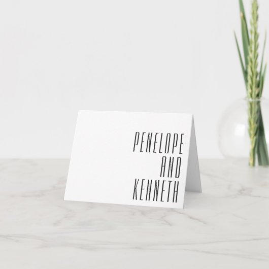 名前はっきりした白黒レトロ結婚タイポグラフィ サンキューカード (正面)