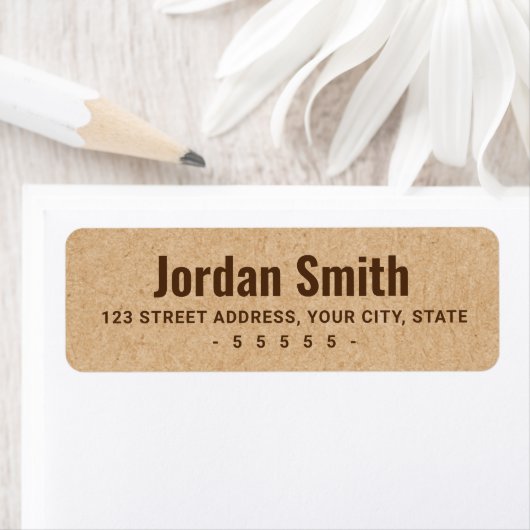 名前はっきりした茶色クラフト紙ルック差出人住所 ラベル (インサイチュ)