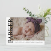 名前はっきりした見出し写真の生誕通知カード 招待状 (スタンド正面)