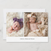 名前はっきりした見出し写真の生誕通知カード 招待状 (裏面)