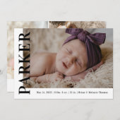 名前はっきりした見出し写真の生誕通知カード 招待状 (正面/裏面)