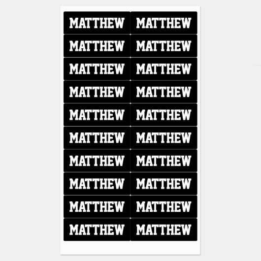 名前はっきりした黒と白の防水ラベル ラベル (シート)