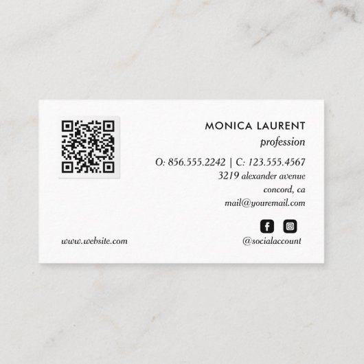 名前はっきりしたQRコードロゴソーシャルアイコン赤 名刺 (裏面)