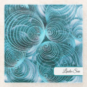 名前はアクア偏心円 ガラスコースター (正面)