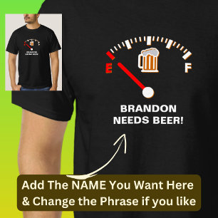 名前はビール空のゲージが必要ブラック Tシャツ