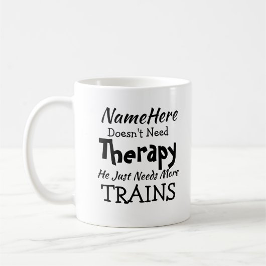 名前は必要ないセラピーJust Trains誕生日 コーヒーマグカップ (左)