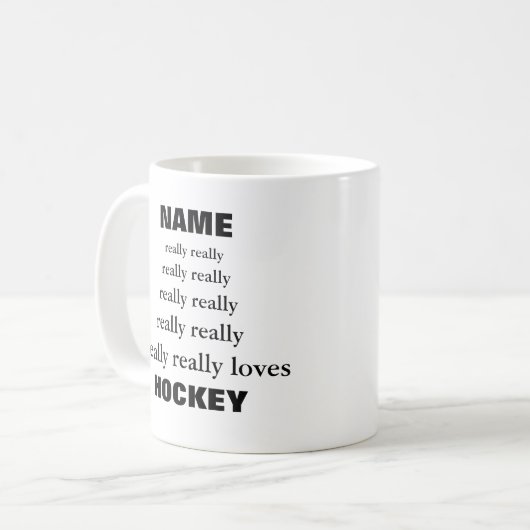 名前は本当に大好きなSubject Hockey コーヒーマグカップ (正面左)