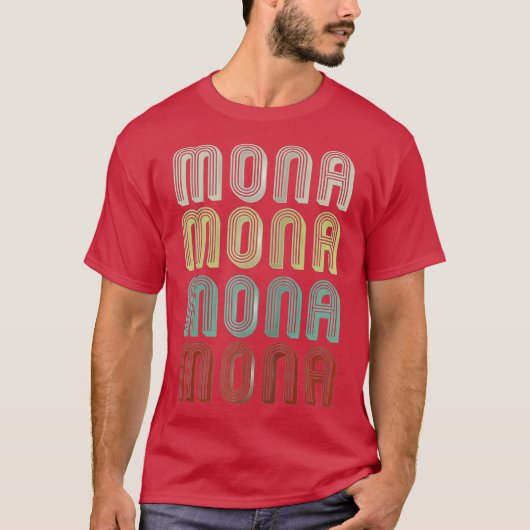 名前はMona InレトロヴィンテージDisco おもしろい Tシャツ (正面)