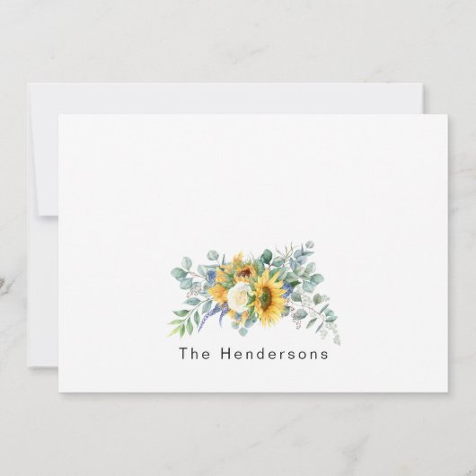 名前ひまわりフローラ空白の葬儀ありがとう サンキューカード (裏面)