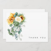 名前ひまわりフローラ空白の葬儀ありがとう サンキューカード (正面/裏面)