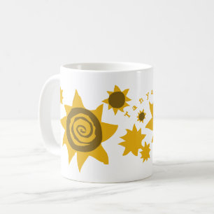 名前ひまわり黄色い茶色の太陽の子 コーヒーマグカップ