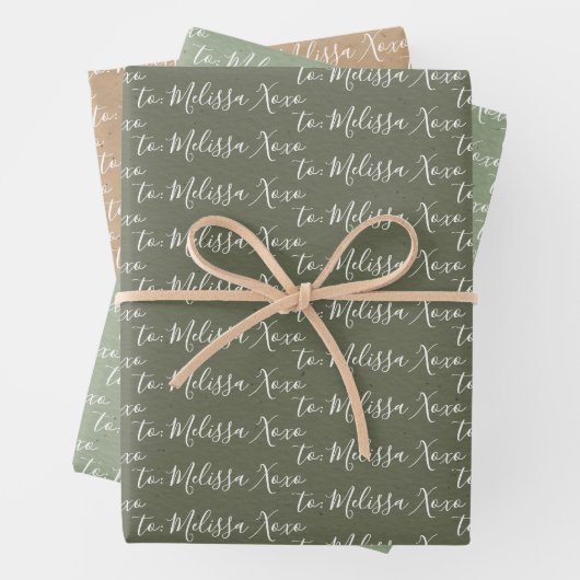 名前への手書きモダン紙のフェイクバッグ3 ラッピングペーパーシート (インサイチュ)
