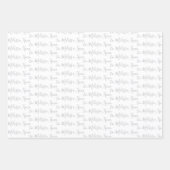 名前へ:手書きのモダン白い灰色のラップピン ラッピングペーパーシート (正面3)