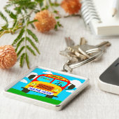 名前またはあなたの文字を持つスクールバスの運転者Keychain キーホルダー (側面)