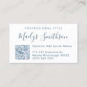 名前またはイニシャルがキュートなブルーハートダイヤモンド 名刺 (裏面)