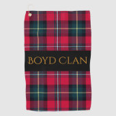 名前またはイニシャルの赤いタータンチェック ゴルフタオル (正面)