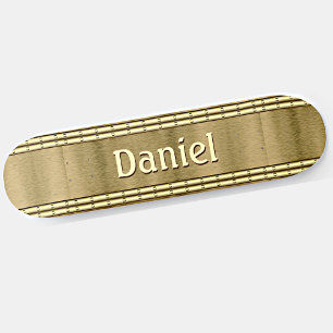 名前またはイニシャルブラシ付きメタルブラウンタンスケートを追加 スケートボード