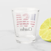 名前またはイニシャル | 愛国的なアメリカ国旗のステンシル ショットグラス (裏面)