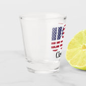 名前またはイニシャル | 愛国的なアメリカ国旗のステンシル ショットグラス (左)