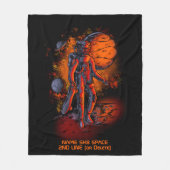 名前またはテキストの追加 – ライオン宇宙飛行士SK8宇宙 フリースブランケット (正面)