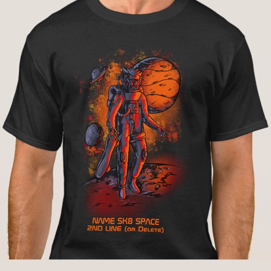 名前またはテキストの追加 – ライオン宇宙飛行士SK8宇宙 Tシャツ