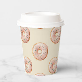 名前またはテキスト付きのモダンドーナツパターン 紙コップ