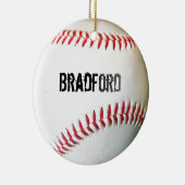 名前またはパーソナライズされた文字付き白野球 セラミックオーナメント (右)