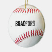 名前またはパーソナライズされた文字付き白野球 セラミックオーナメント (左)
