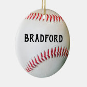 名前またはパーソナライズされた文字付き白野球 セラミックオーナメント (右)