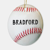 名前またはパーソナライズされた文字付き白野球 セラミックオーナメント (左)